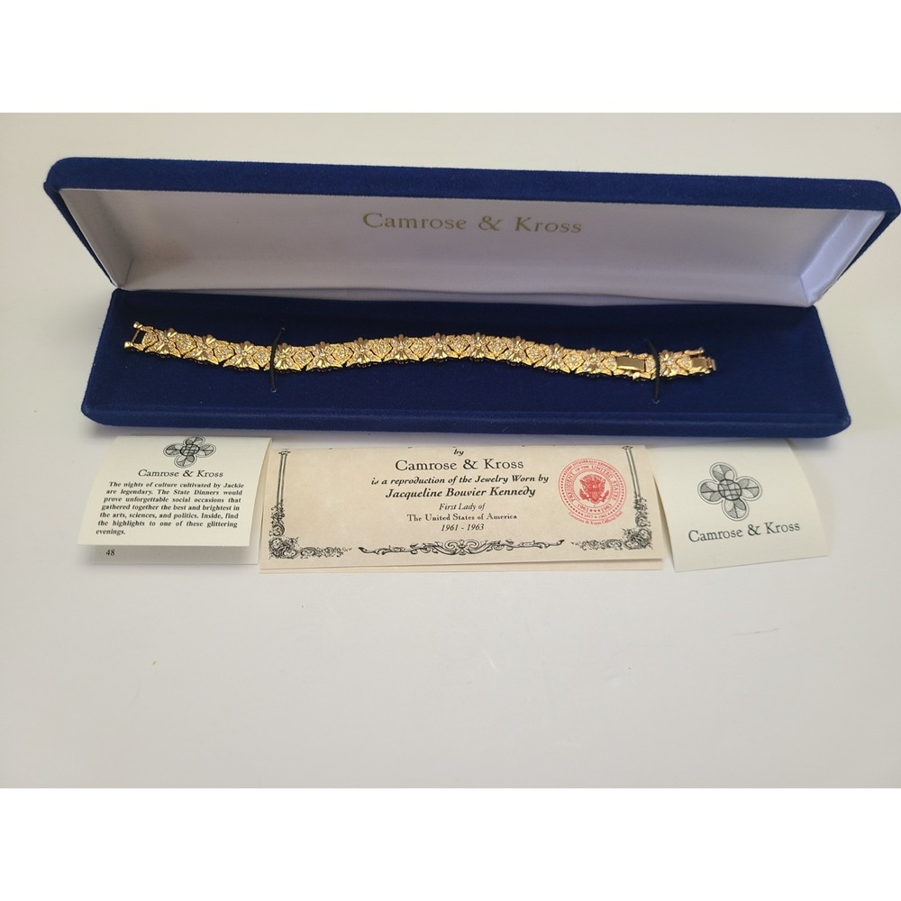 JBK Camrose Kross Jackie Kennedy Gold Nugget Textured Link Bracelet COA Boxed